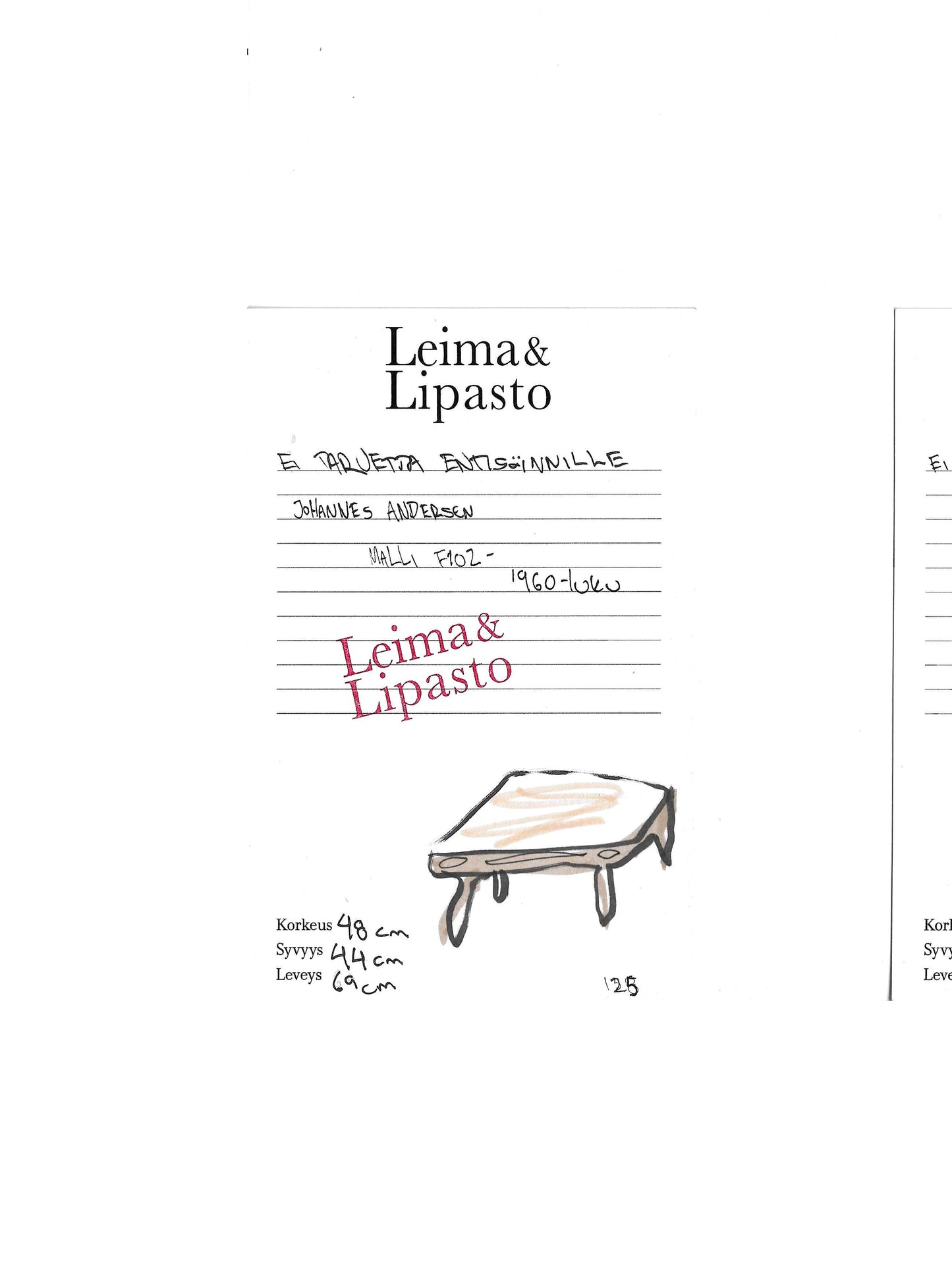 125-JOHANNES ANDERSEN, sivupöytäpari, malli F102 1960-luku.